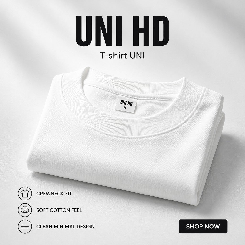 T-shirt oversize blanc Ets Haidara en coton doux avec col rond, design minimaliste et coupe décontractée