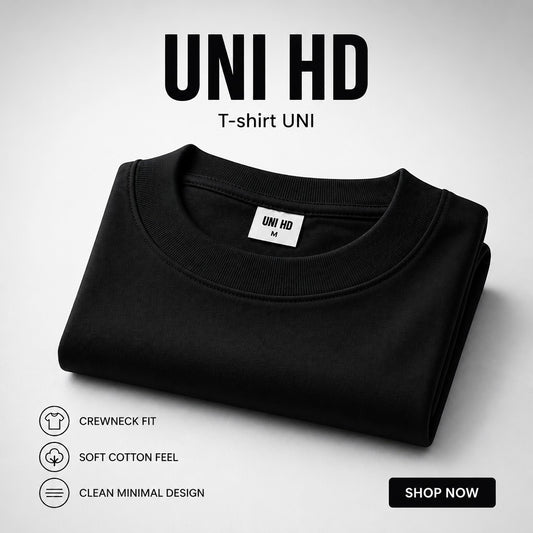 Tee-shirt noir Ets Haidara oversize à col rond, coupe décontractée en coton doux au design minimaliste.